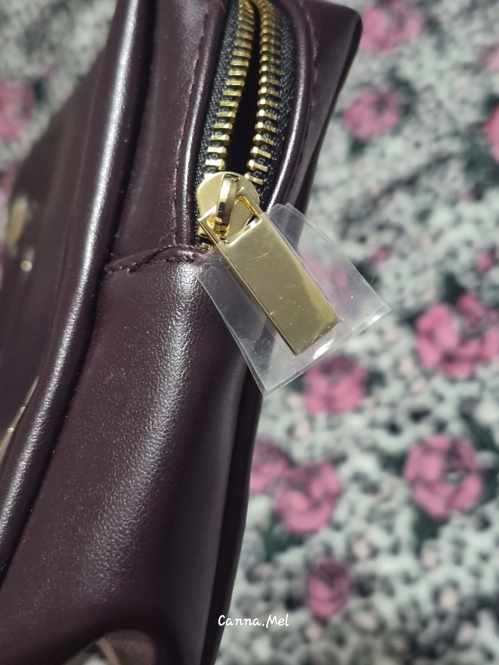 Yves Saint Laurent Beaute Plum Leather Cosmetic Pouch